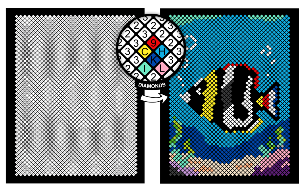 100 Color by Number Pixel Mysteries diamonds