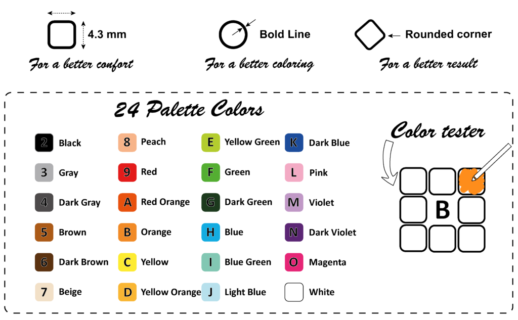 100 Color by Number Pixel Mysteries palette