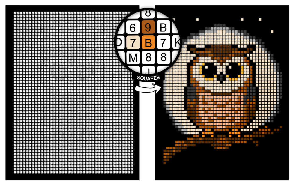 100 Color by Number Pixel Mysteries square